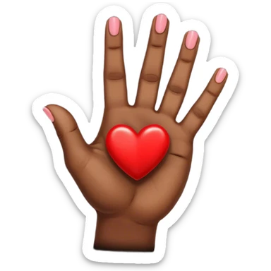 Brown skin index finger and thumb crossed like a heart referring to kpop culture.  place a red heart just above the crossed fingers sticker
