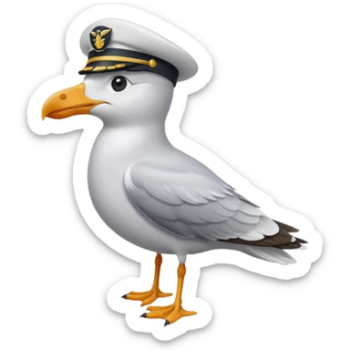 seagull wearing a captain hat sticker