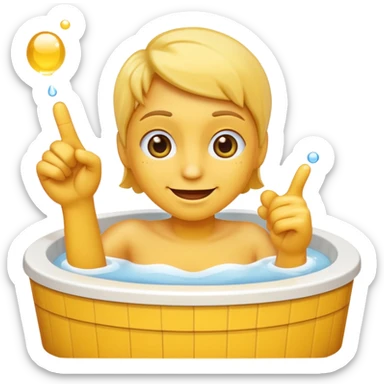 A smirking face emoji pointing at a hot tub sticker