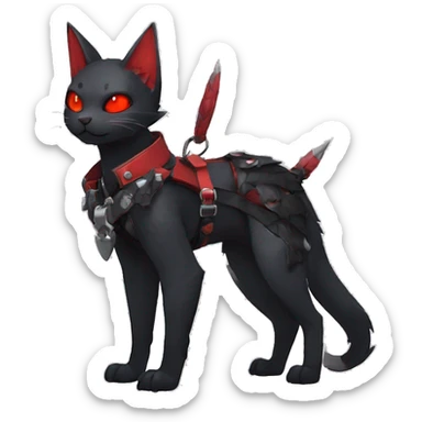 cool edgy black punk red ethereal fantasy nargacuga-bat-cat-Fakemon collar harness full body sticker