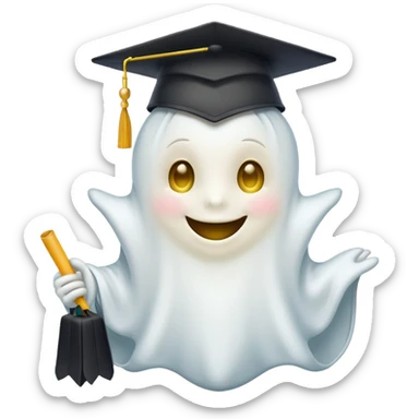 snapchat ghost  smiling with a graduate hat on top sticker