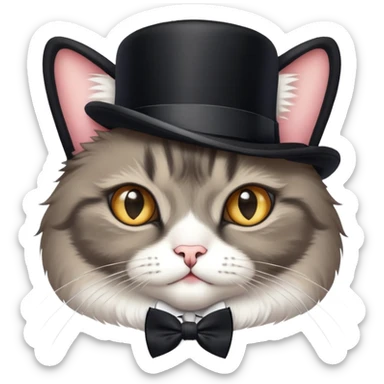 palas’s cat in a top hat with a bow tie sticker