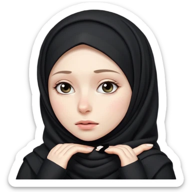 sick and tired woman in black hijab more expressive and cuter style of drawing sticker