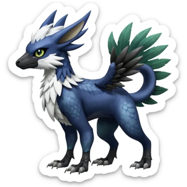 Shiny Black Grey White and Dark-Green Trico-Nargacuga-Silvally-Absol-fusion (full body) sticker