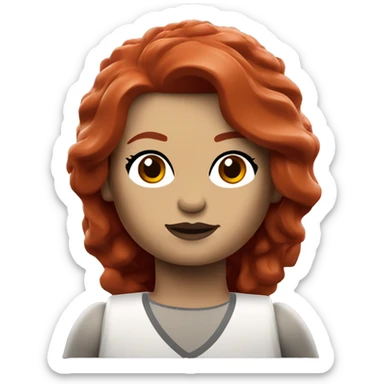lego brick red hair girl sticker
