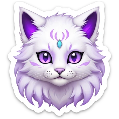 Kawaii dark edgy fantasy pastel ethereal anthro feline fursona animal creature sticker