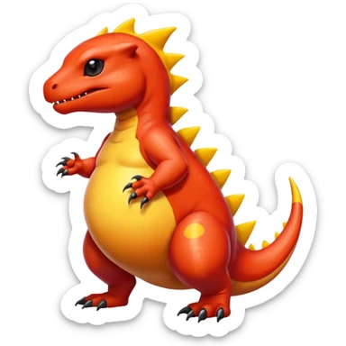 Big huge gigantic enormous fat chubby slimy gooey glossy oily pregnant Charmeleon-Zeraora-Salandit-fusion sticker