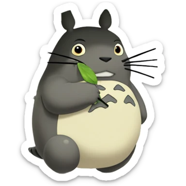 Totoro holding leaf umbrella from the movie my neighbor Totoro  sticker
