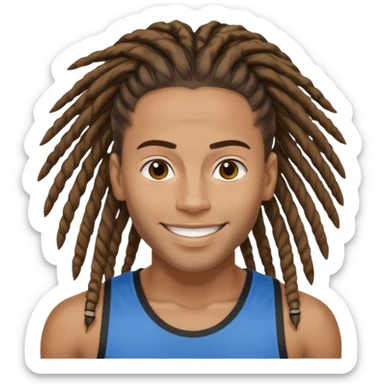 Create an emoji of rey. he has dreadlocks, african american, he's an athlete handsome with a million dollar smile. he's also a strength coach who values performance training sticker