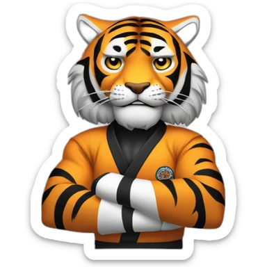Tiger with evil face   jiu jitsu with his arms crossed sticker