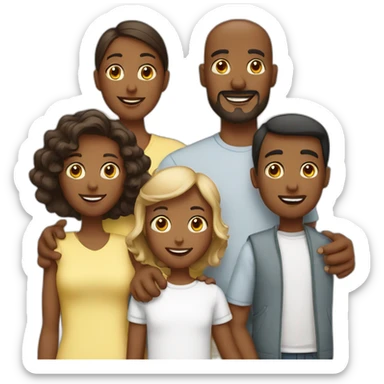 A family with 3 childrens and two parents sticker