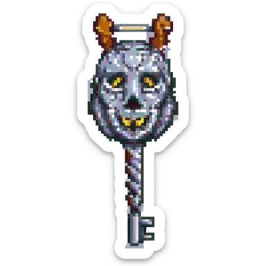 pixel art lockpick, Minecraft style, chunky oversized design sticker