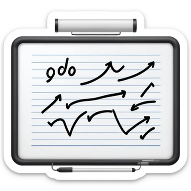 Whiteboard with wobbly lines indicating written notes sticker