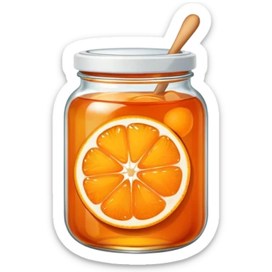 orange fruit with marmalade jar sticker