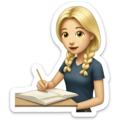 Blonde Girl studying in art school sticker