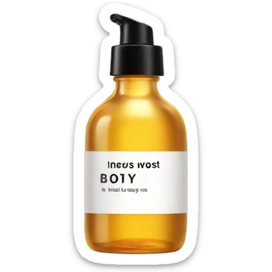 bottle of body oil with label sticker