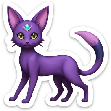 Magical Lunar Celestial Moon-powered Espeon-Umbreon-Purrloin-Delcatty-cat-fusion (full body) sticker