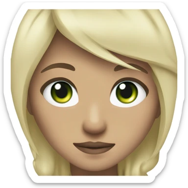 emoji for twitch, anime chibi-style, girl, one green eye and one blue eye, ashy blonde hair. sticker