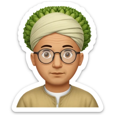 Bald moroccan man with one fennel on his head and glasses on and no turban  sticker