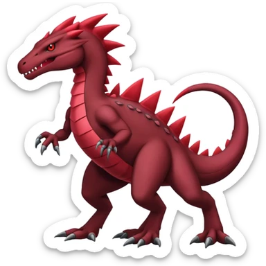 Badass black and red salazzle-tyranitar-hybrid, full body sticker