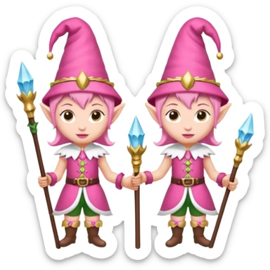 pink elves with staff sticker