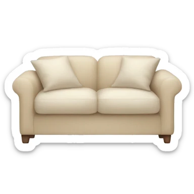 Beige sofa with white cushions and blanket sticker