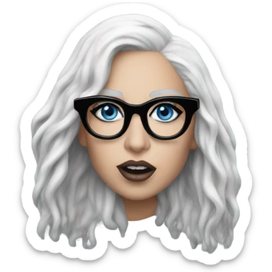 Hyper Realistic lady gaga rain on me blue eyes black glasses  sticker