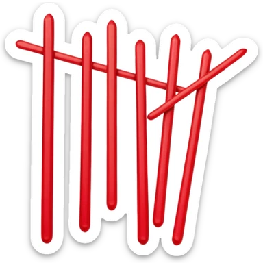 Beijing Sweetened Hawthorn Strips sugar glazed red sticks, simplified emoji style with bold outlines and bright colors, cartoon style traditional Bing Tang Hu Lu Si sticker