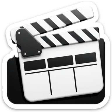 ultra simplified movie clapper, black and white, just two rectangles and a diagonal line, pure geometric abstraction sticker