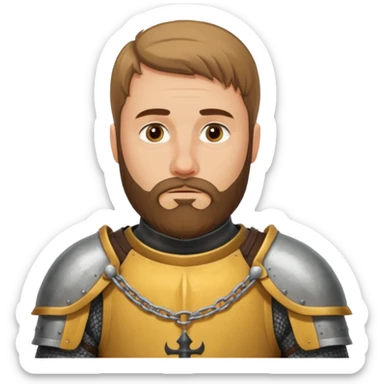 Hazme el emoji de un caballero medieval con actitud muy masculina en diversos estados de animos de los caballeros teutonicos pensativo tocandose la barbilla con la mano sticker