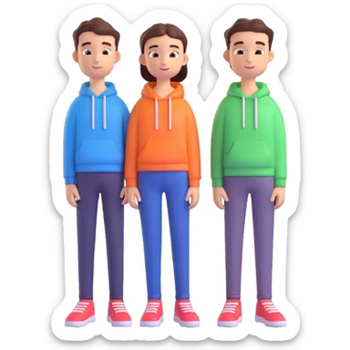 Draw these two characters in full height, keeping the same 3D cartoon style, black background, and their current outfits and appearance. sticker