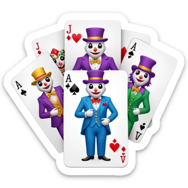 bunch of poker cards, with jolly jokers inside sticker