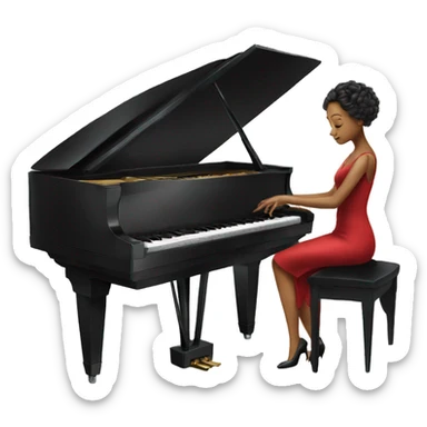 elegant lady playing the grand piano sticker