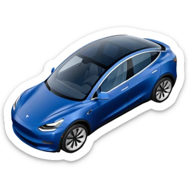 A Tesla Model Y parallel parking at a curb, from above sticker