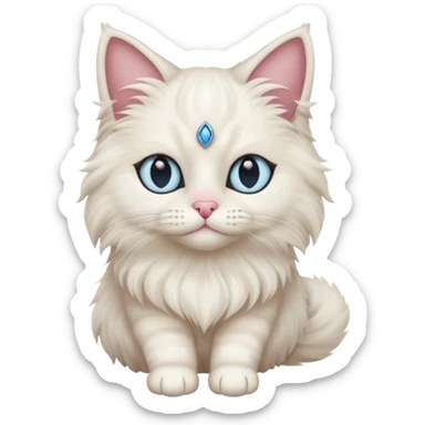 Neva masquerade cat, very fluffy, with pale blue eyes and rose nose sticker