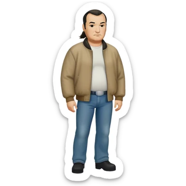 unhealthy steven segal full-body balding with ponytail. pot belly. jacket and jeans sticker