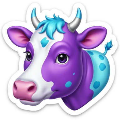 glitter purple and cian vaca sticker