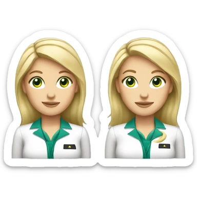 Blonde hair green eyed flight attendant  sticker