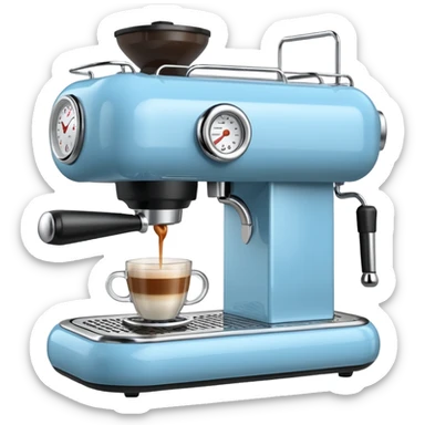Light blue Espresso machine brewing espresso sticker