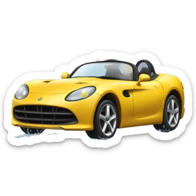 a small sports car that drinks from a puddle sticker