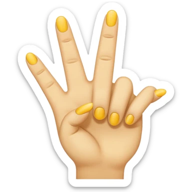 A minimal, emoji-style hand icon similar to the classic middle finger emoji, but with the ring finger raised instead of the middle finger. Flat design, smooth rounded shapes, soft yellow emoji skin tone, simple shading, centered on a transparent background, modern and clean iOS-style emo sticker