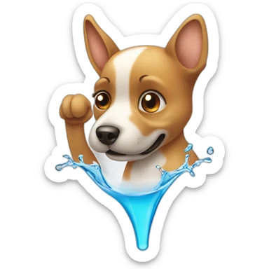 One dog ear isolated with lotion bottle dropping a water drop sticker