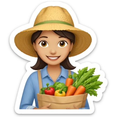 Shopper with veggie tote,Farmers’ Market. sticker