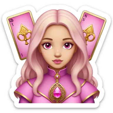 girl with pink pink tarot gold cards sticker