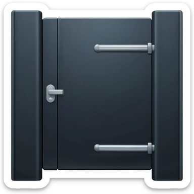 iOS emoji, minimal dark gate, sealed door, flat design sticker