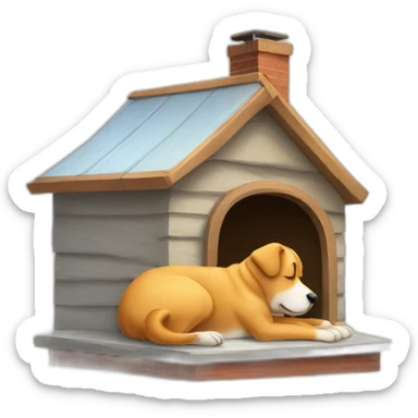 Dog sleeping on house sticker