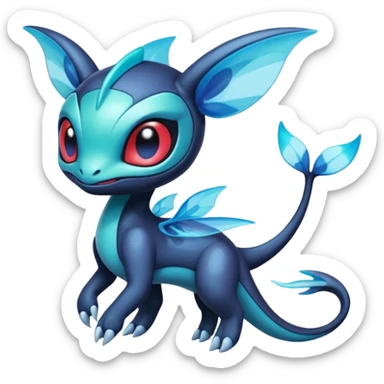 Iridescent Translucent Bioluminescent Diaphanous Meloetta-Salamence-Stitch-Toothless-Fakémon-creature-hybrid sticker