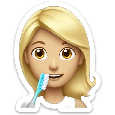 blonde lady with a toothbrush sticker