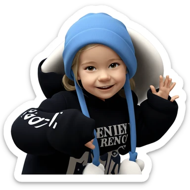 smiling girl in blue hat sticker