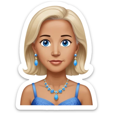 Joe Biden with blue eyes wearing a dress with earrings sticker